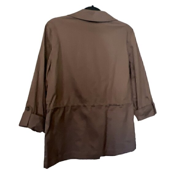 Chico's Army Green Field Jacket Lightweight Cinched Waist Pockets Shacket Med/1 - Picture 2 of 11